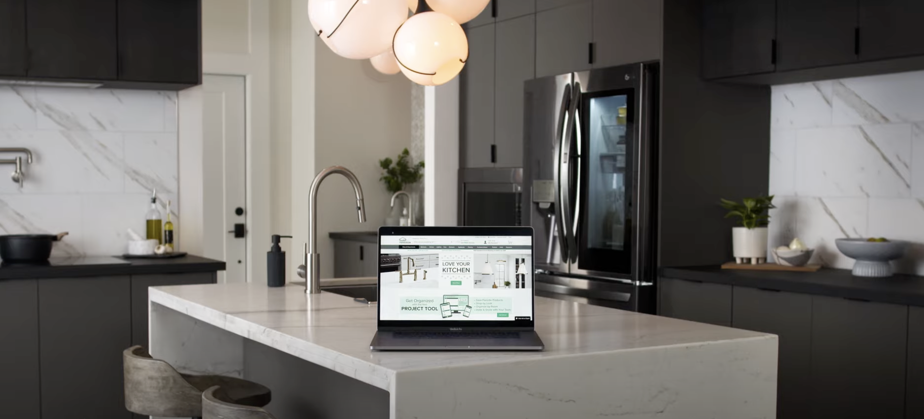 modern kitchen-laptop on co...