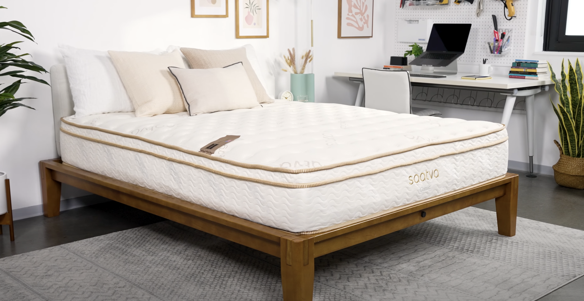 bedroom-bed with saatva mat...
